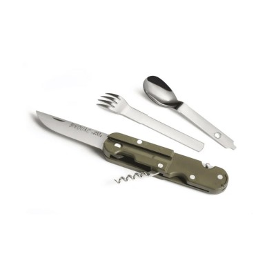 Couteau Bivouac avec couverts - Kaki