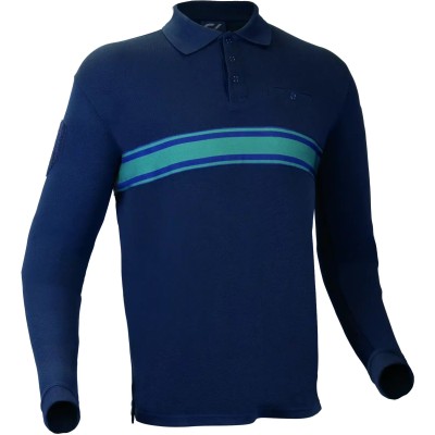 Long Sleeve Polo with Green Stripes