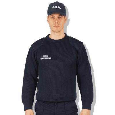 Crew Neck Sweater with Reinforcements
