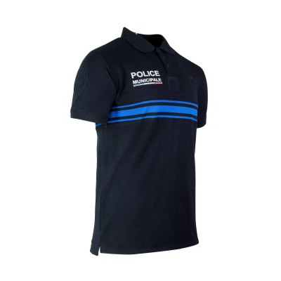 Navy Blue Short Sleeve Button-Up Polo Shirt