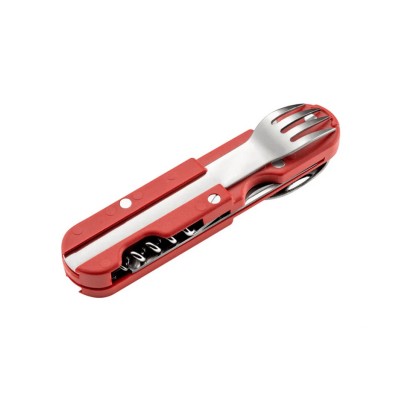 Couteau Bivouac avec couverts - Rouge