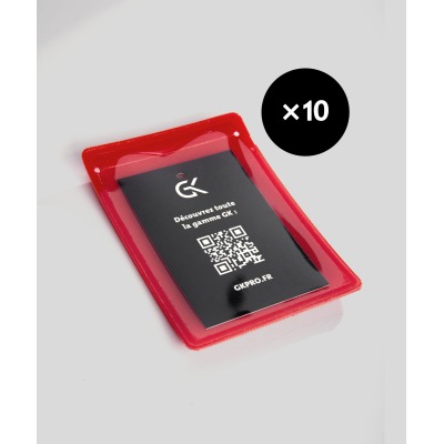 Support pour carte professionnelle avec velcro Rouge - Lot de 10