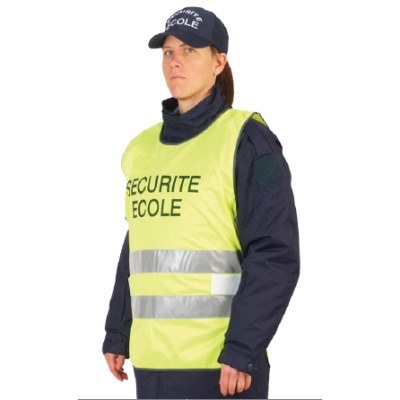 Chasuble maille aérée jaune SECU ECOLE  rétro argent classe 2