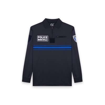 Polo Police Municipale zippé manches longues
