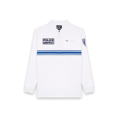 Polo Police Municipale blanc manches longues