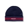Acrylic Wool Beanie with Burgundy Stripes