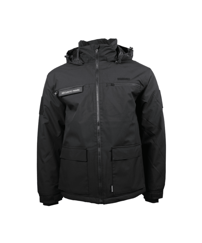 Blouson noir sécurité privée GK Safetek de face