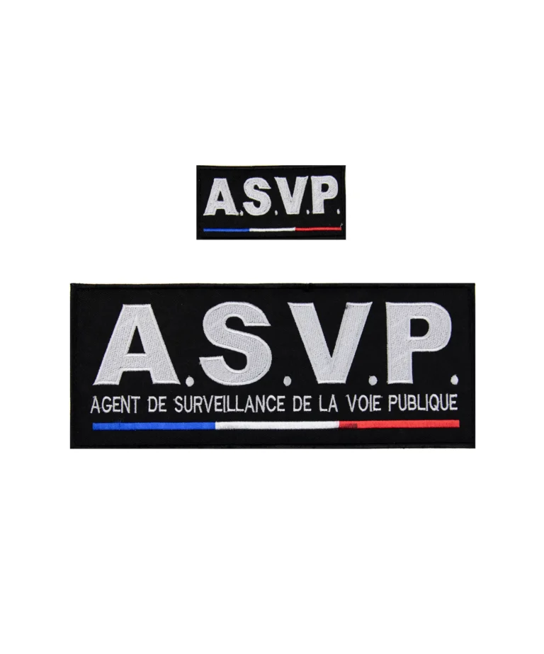 badge tissu A.S.V.P. brodé